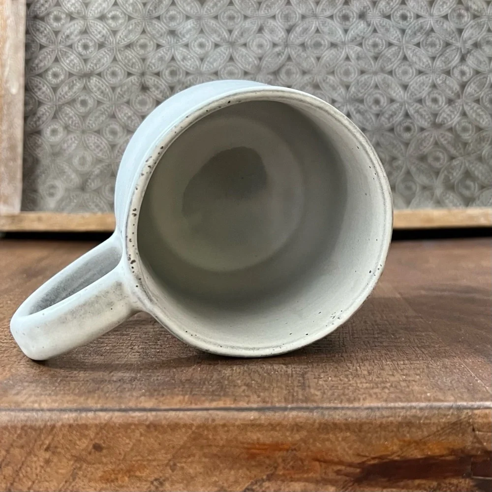 Crate & Barrel Mug Monogram R Artisan Handcrafted Stoneware Portugal